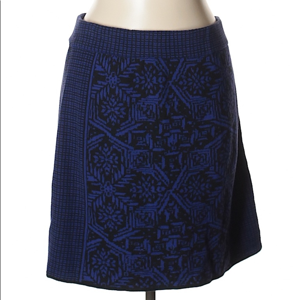 Akini Blue Printed Knit Mini Skirt